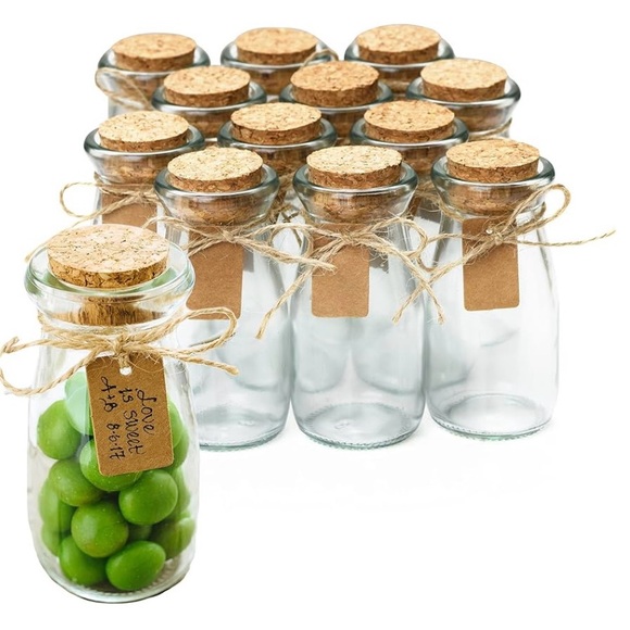 12 Glass Jars with Cork Tops Brand New - Picture 1 of 4